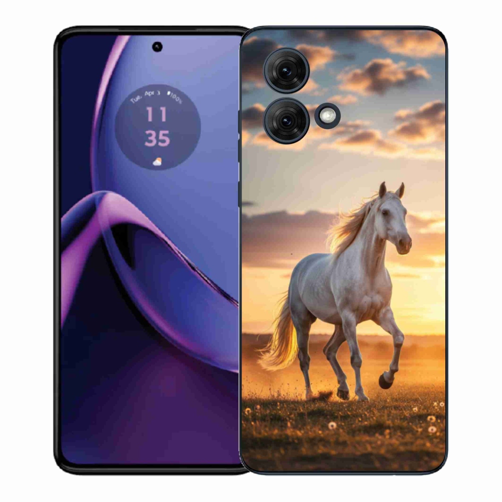 Gelový kryt mmCase na Motorola Moto G84 5G - běžící bílý kůň 2