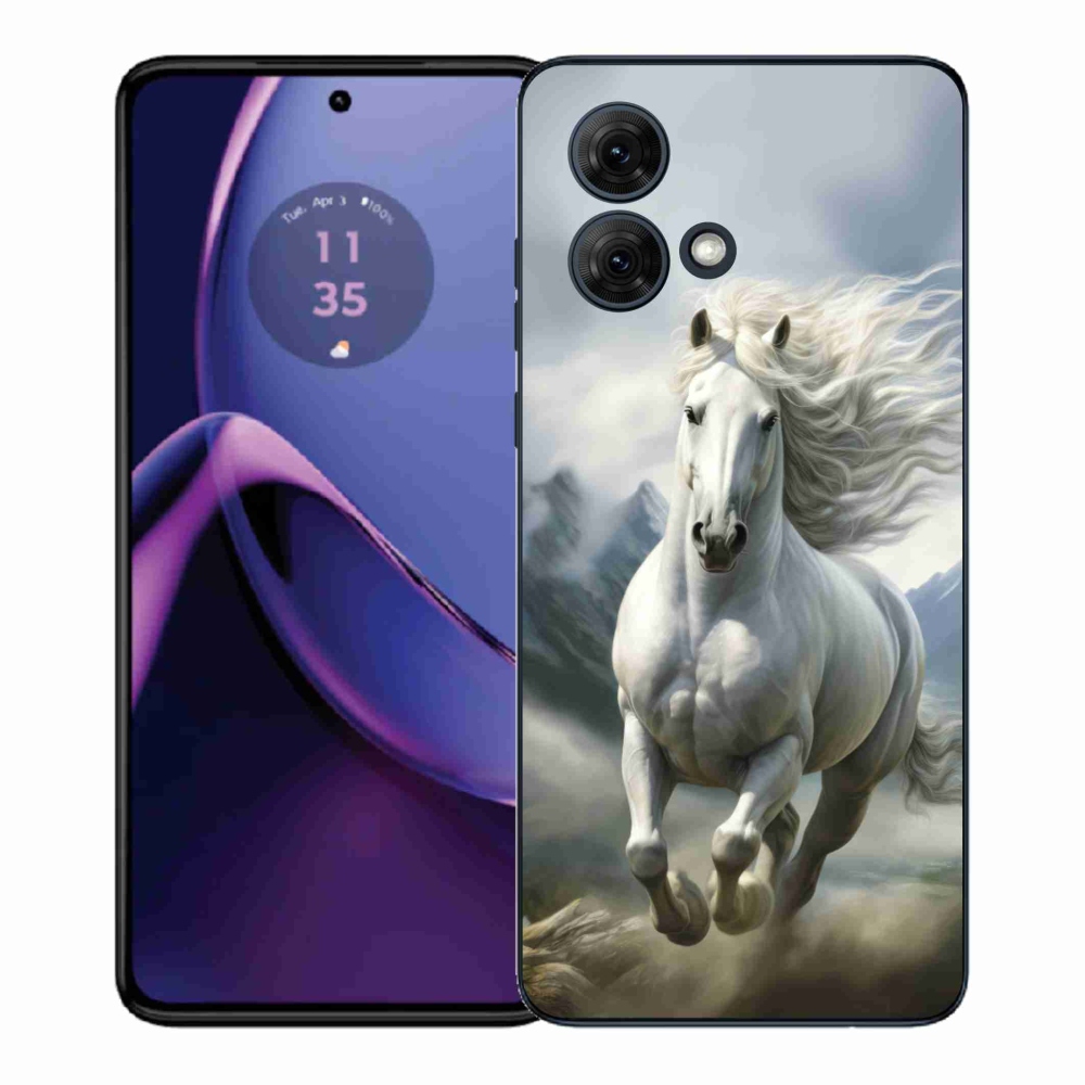 Gelový kryt mmCase na Motorola Moto G84 5G - běžící bílý kůň 3
