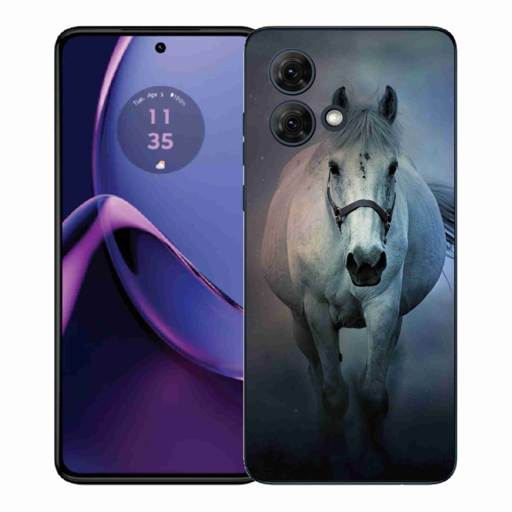 Gelový kryt mmCase na Motorola Moto G84 5G - běžící bílý kůň