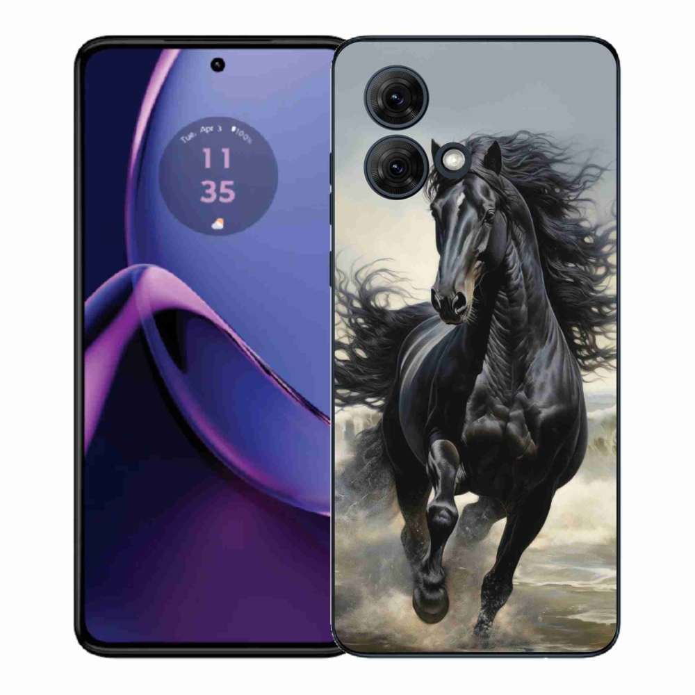 Gelový kryt mmCase na Motorola Moto G84 5G - běžící černý kůň
