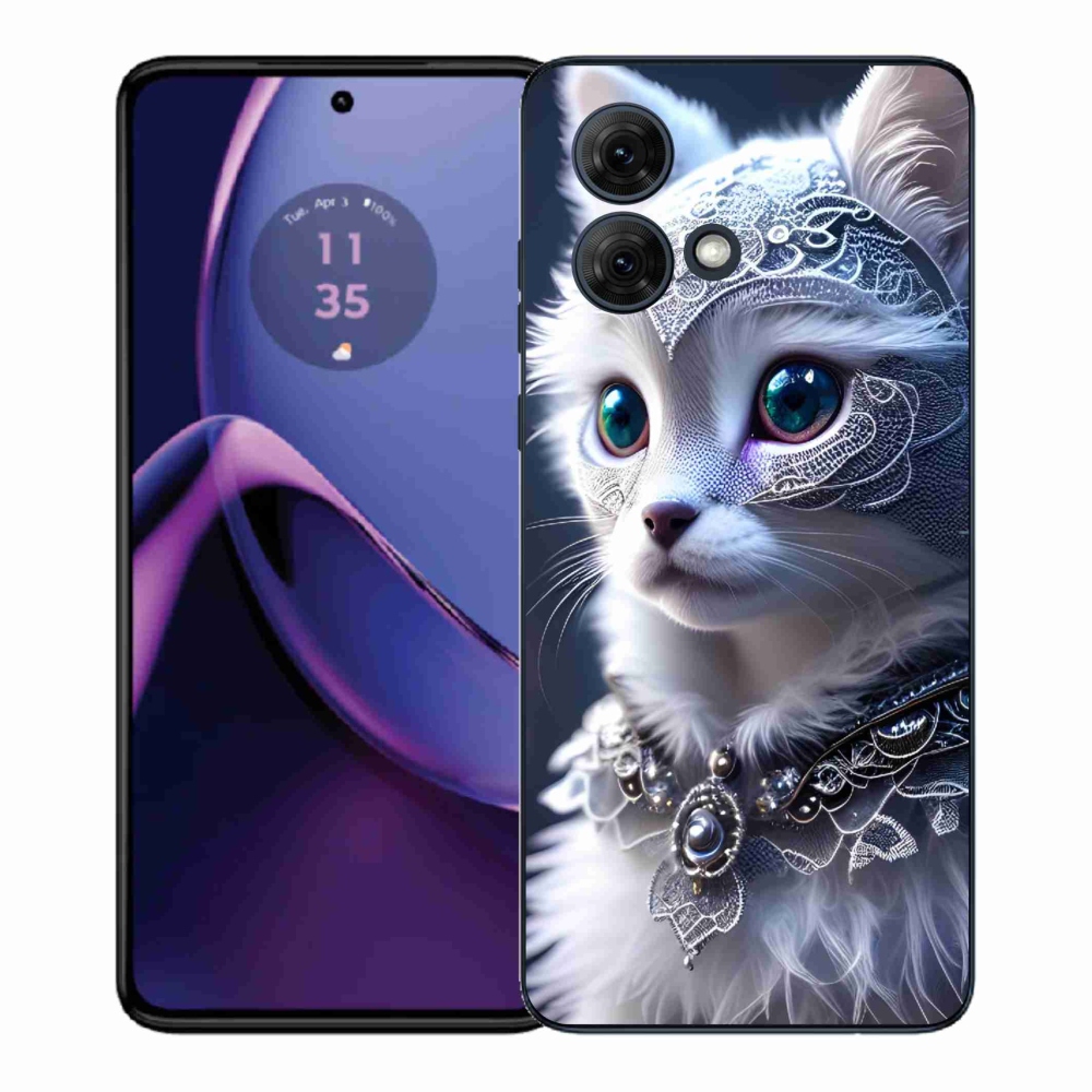 Gelový kryt mmCase na Motorola Moto G84 5G - bílá kočka