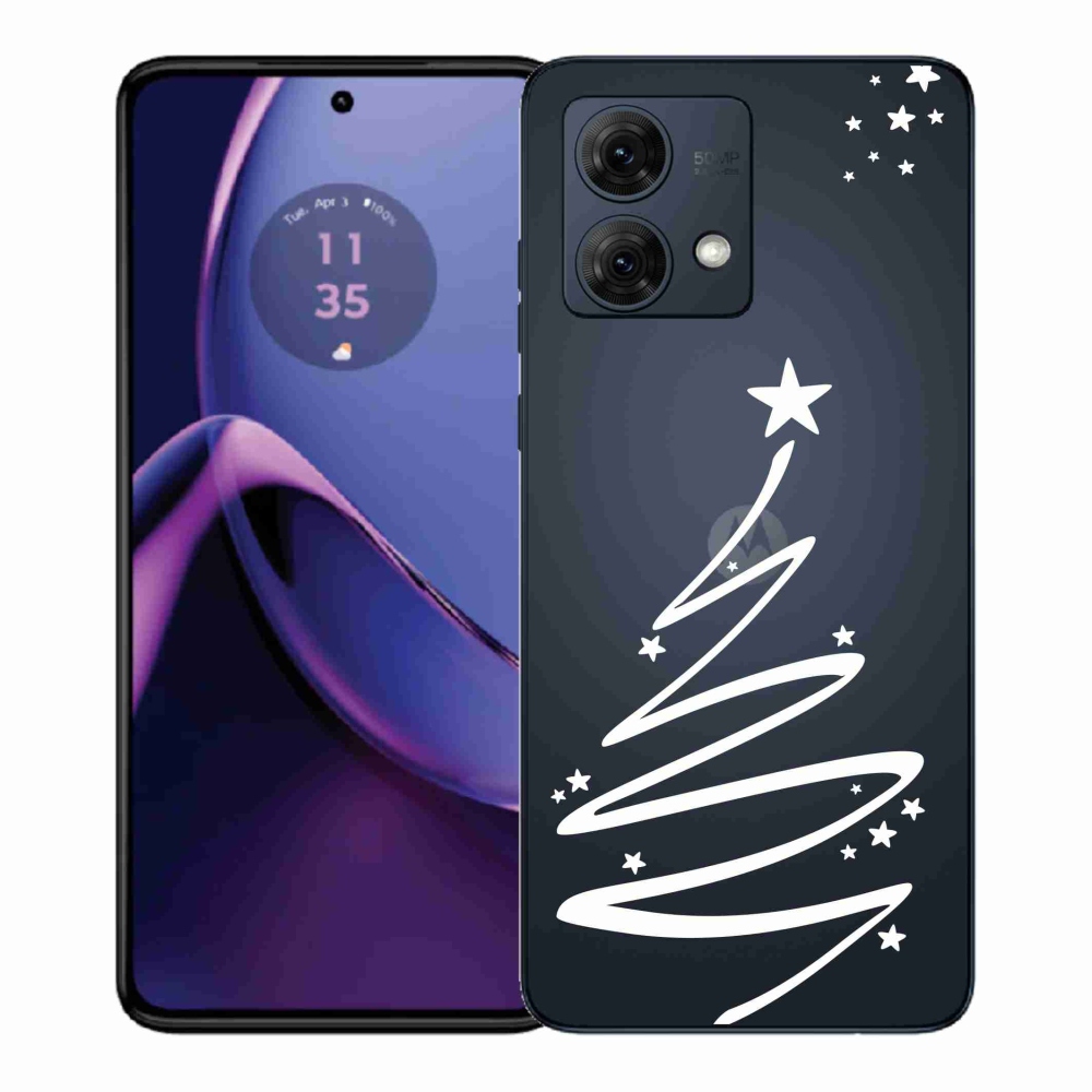 Gelový kryt mmCase na Motorola Moto G84 5G - bílý stromeček na průhledném pozadí