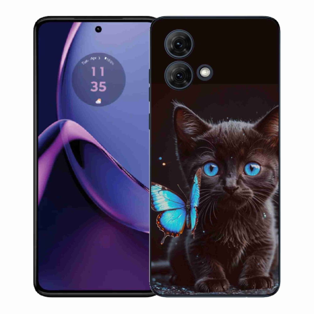 Gelový kryt mmCase na Motorola Moto G84 5G - černé kotě 3