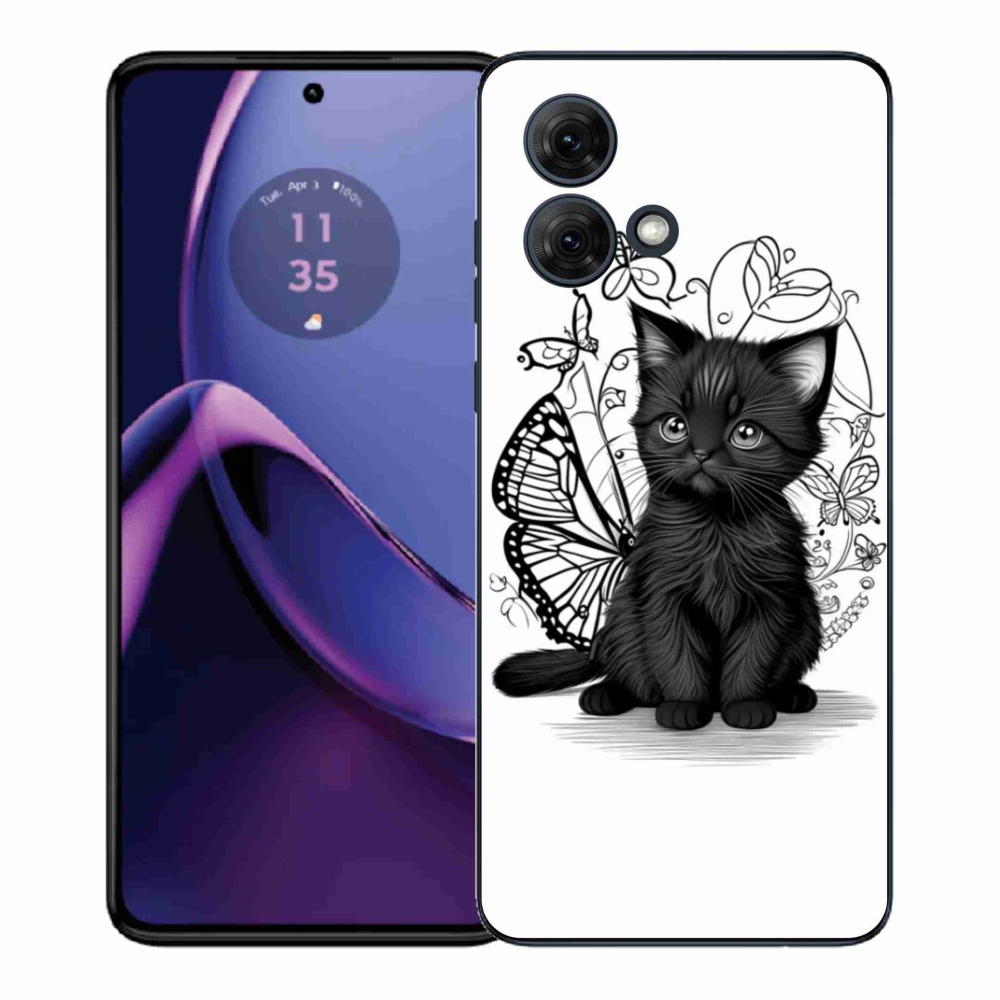 Gelový kryt mmCase na Motorola Moto G84 5G - černé kotě
