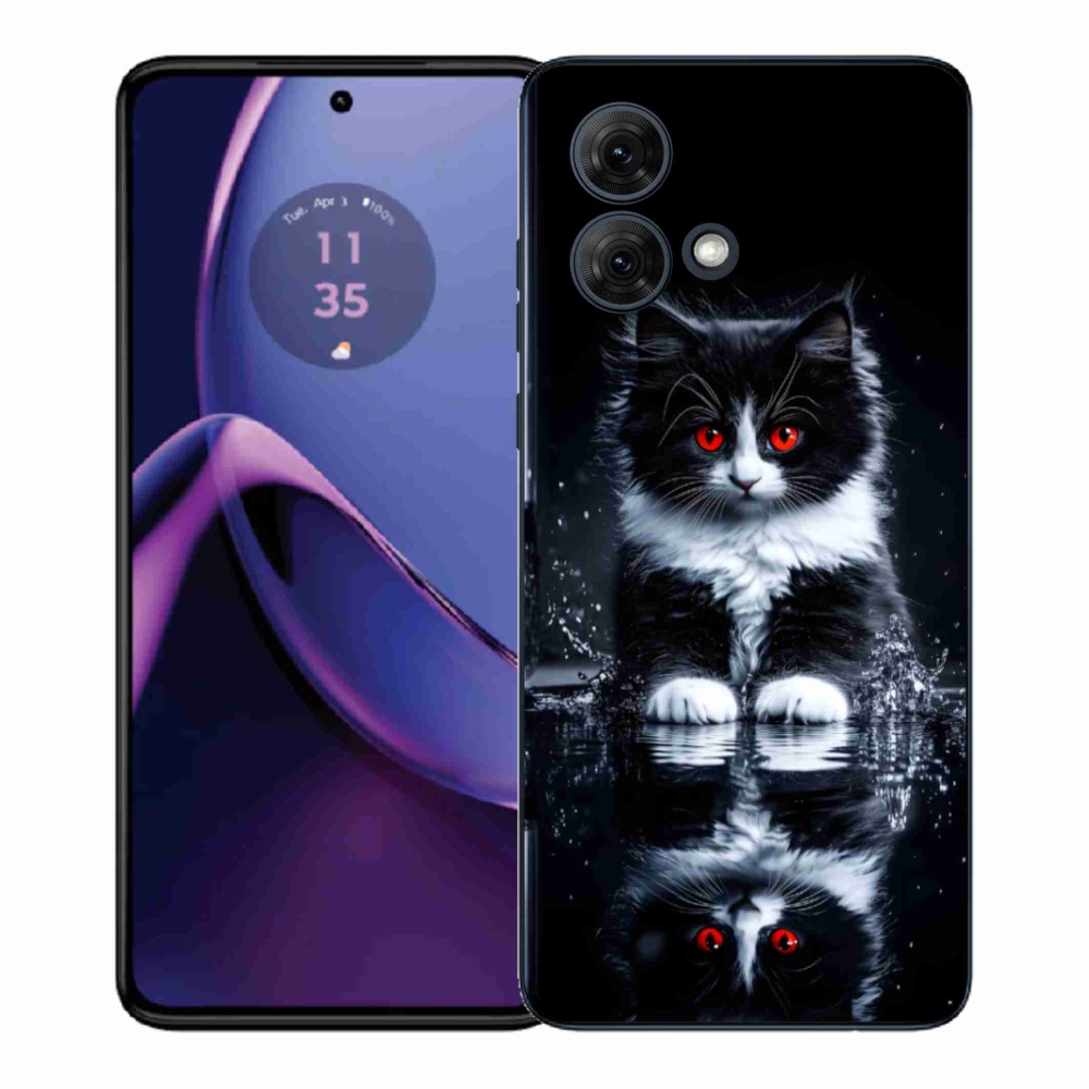 Gelový kryt mmCase na Motorola Moto G84 5G - černobílé kotě