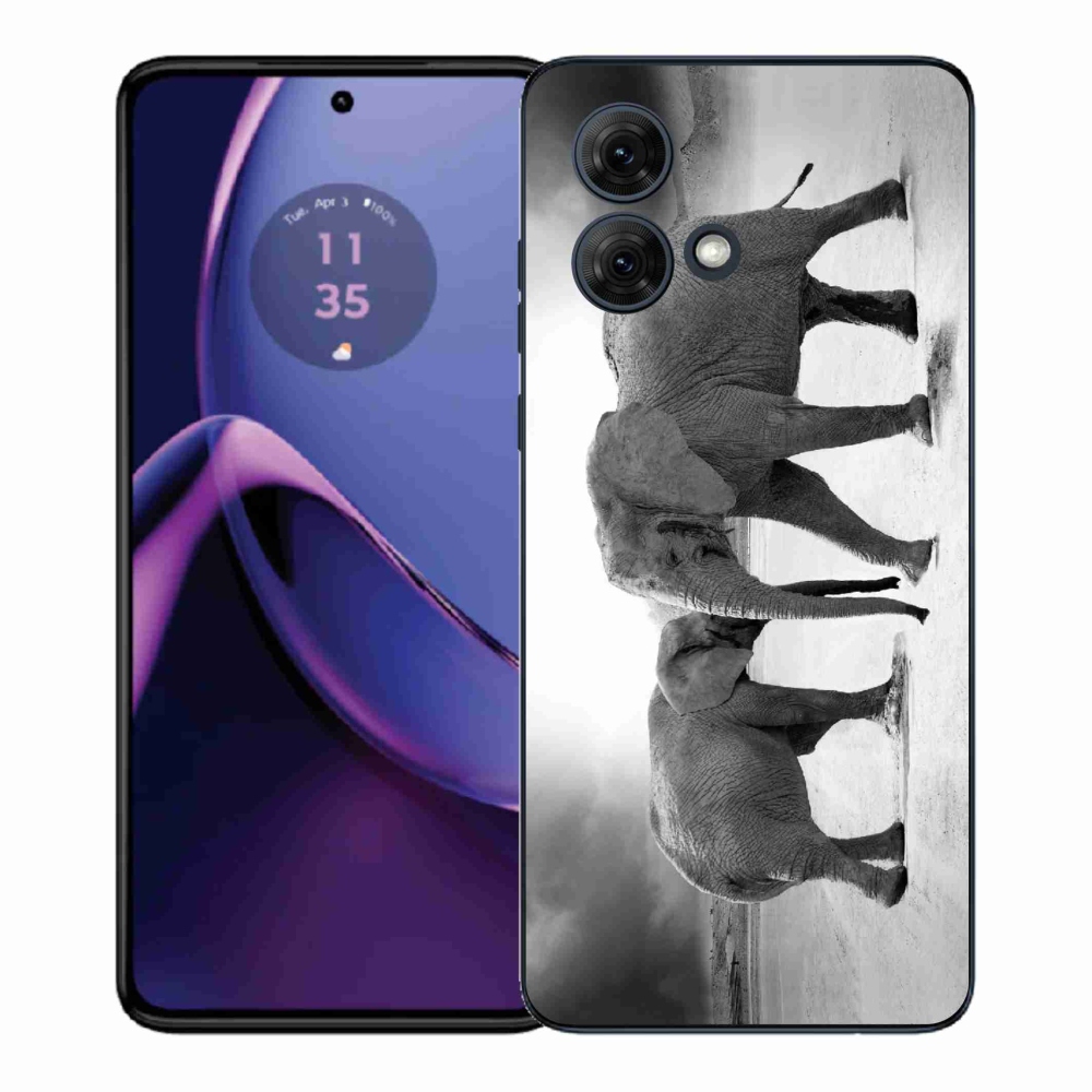 Gelový kryt mmCase na Motorola Moto G84 5G - černobílí sloni