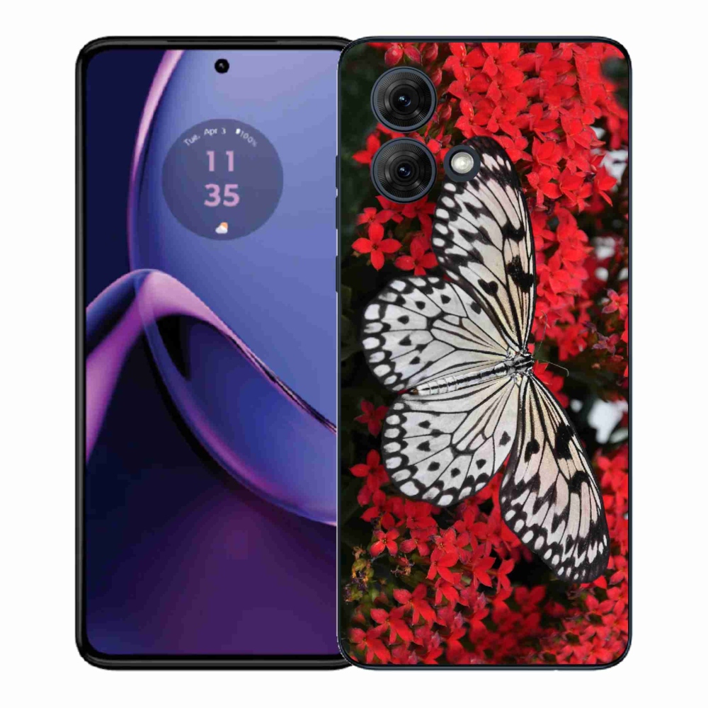 Gelový kryt mmCase na Motorola Moto G84 5G - černobílý motýl 1