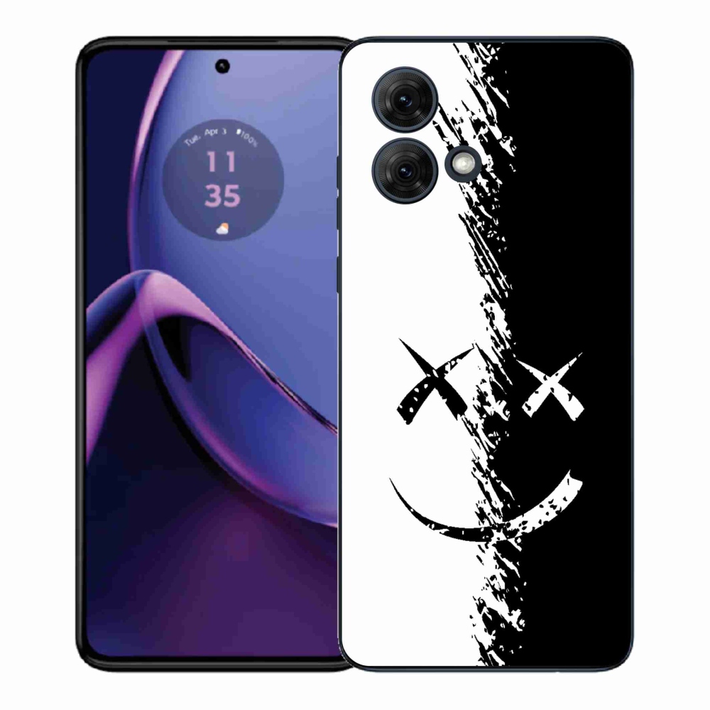 Gelový kryt mmCase na Motorola Moto G84 5G - černobílý smajlík