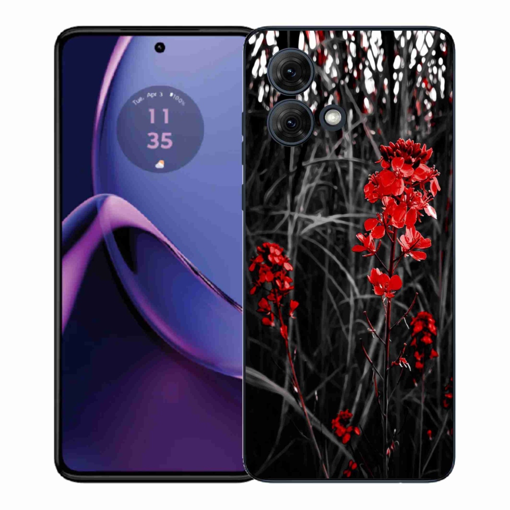 Gelový kryt mmCase na Motorola Moto G84 5G - červená rostlina