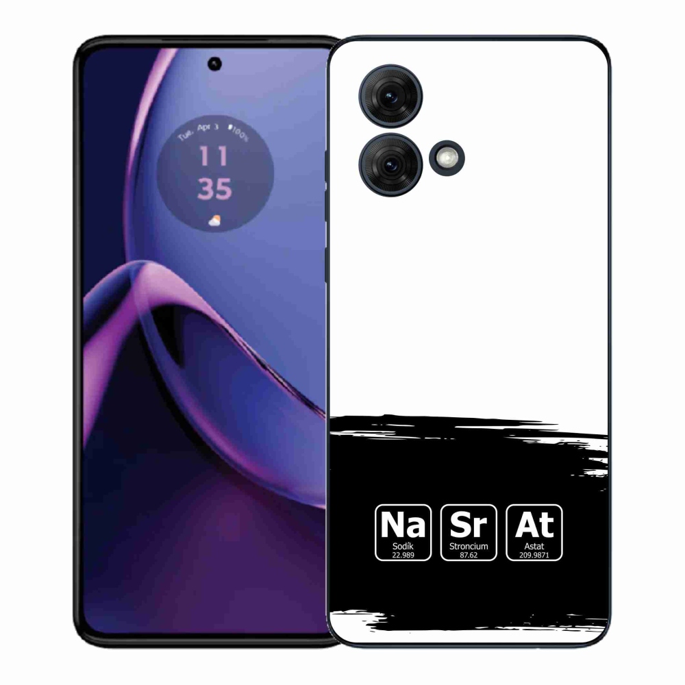 Gelový kryt mmCase na Motorola Moto G84 5G - chemické prvky černobílé pozadí