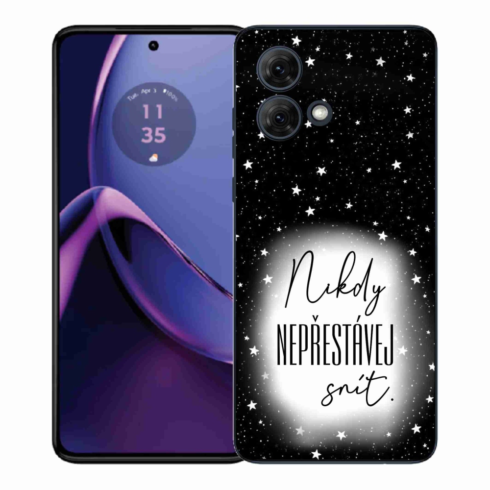 Gelový kryt mmCase na Motorola Moto G84 5G - citát 1 bíločerné pozadí