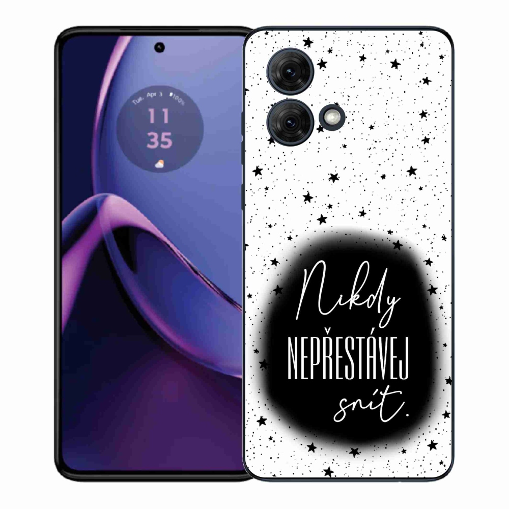 Gelový kryt mmCase na Motorola Moto G84 5G - citát 1 černobílé pozadí
