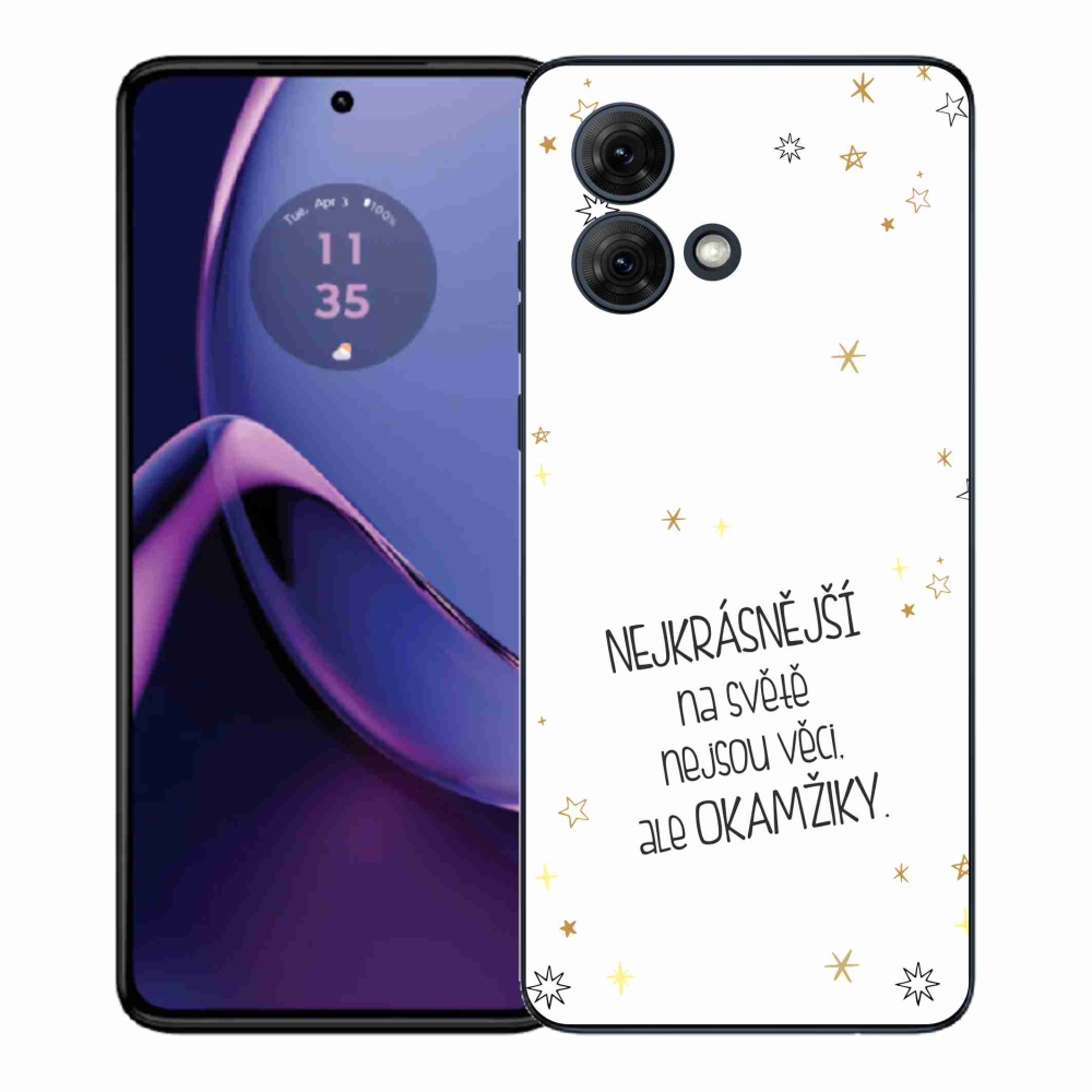 Gelový kryt mmCase na Motorola Moto G84 5G - citát 4 bílé pozadí