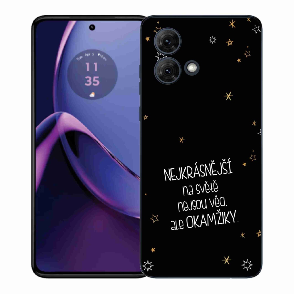 Gelový kryt mmCase na Motorola Moto G84 5G - citát 4 černé pozadí