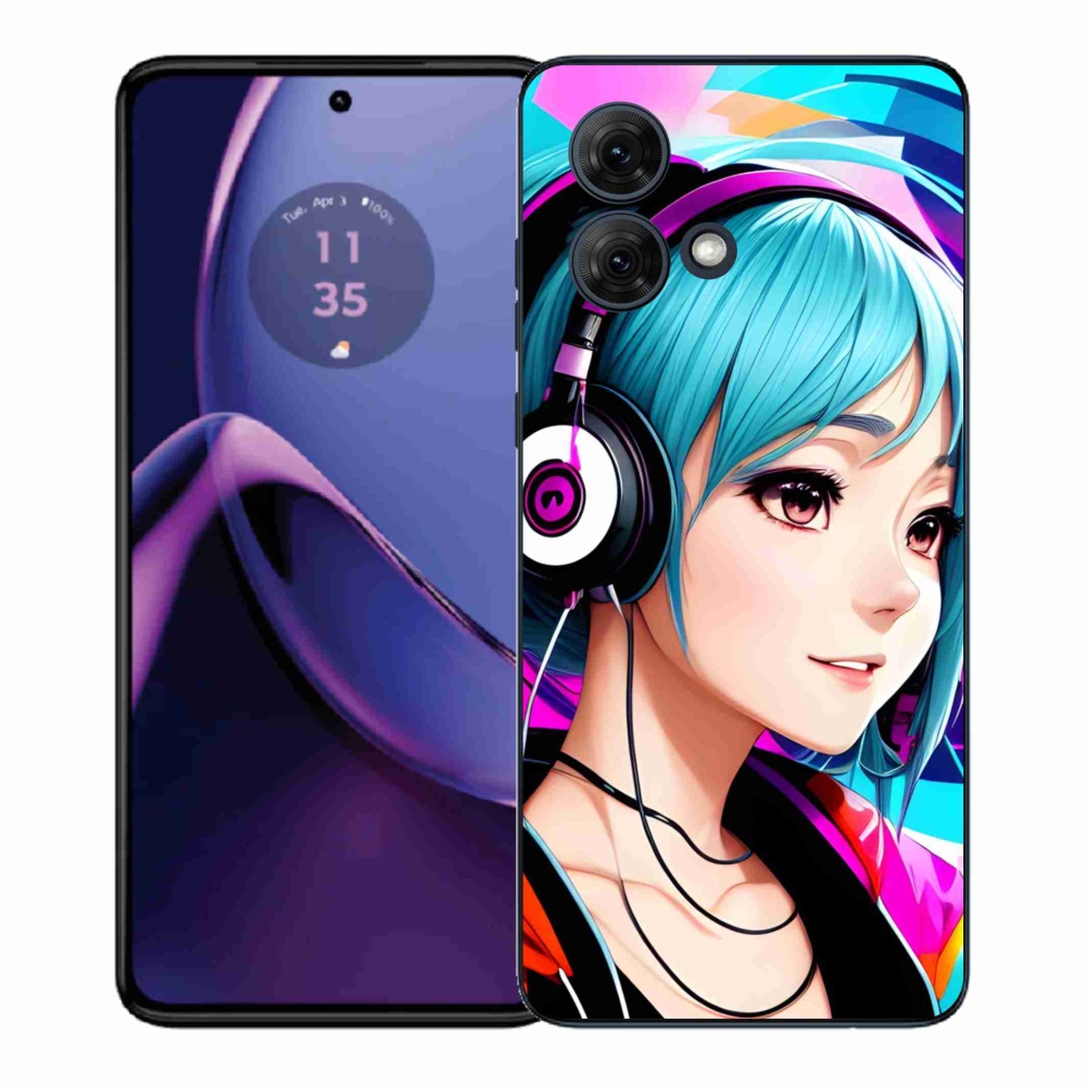 Gelový kryt mmCase na Motorola Moto G84 5G - dívka se sluchátky