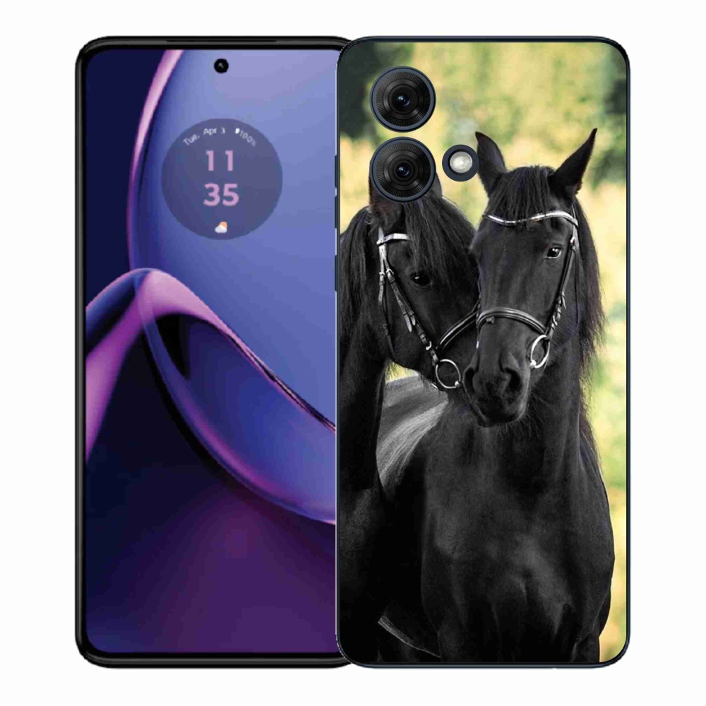 Gelový kryt mmCase na Motorola Moto G84 5G - dva černí koně