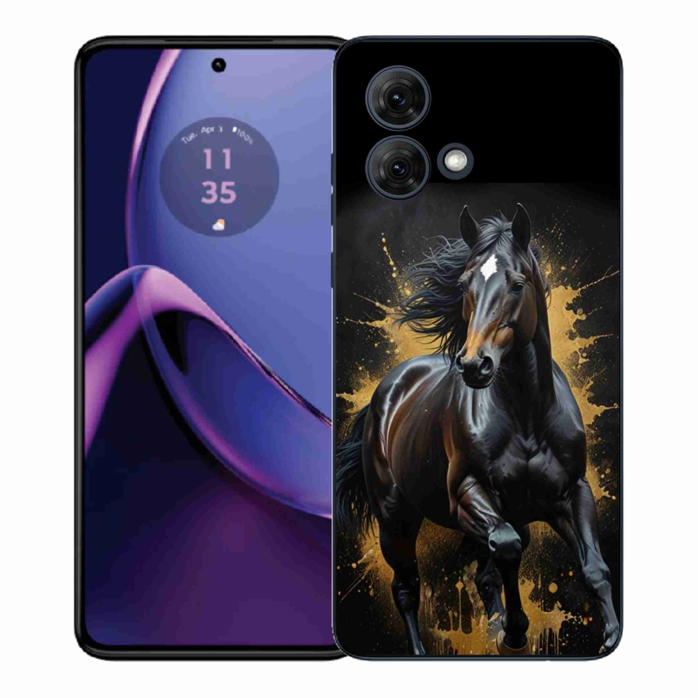 Gelový kryt mmCase na Motorola Moto G84 5G - elegantní černý hřebec