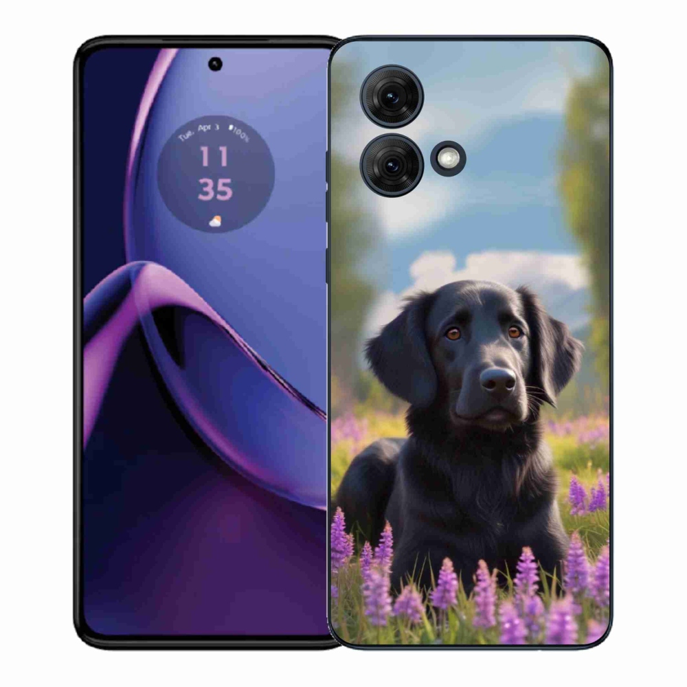 Gelový kryt mmCase na Motorola Moto G84 5G - elegantní černý retrívr