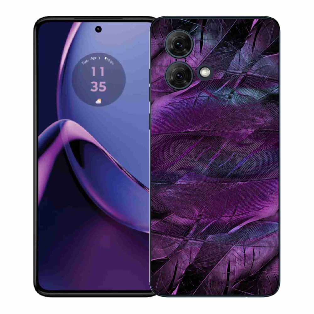 Gelový kryt mmCase na Motorola Moto G84 5G - fialová pírka