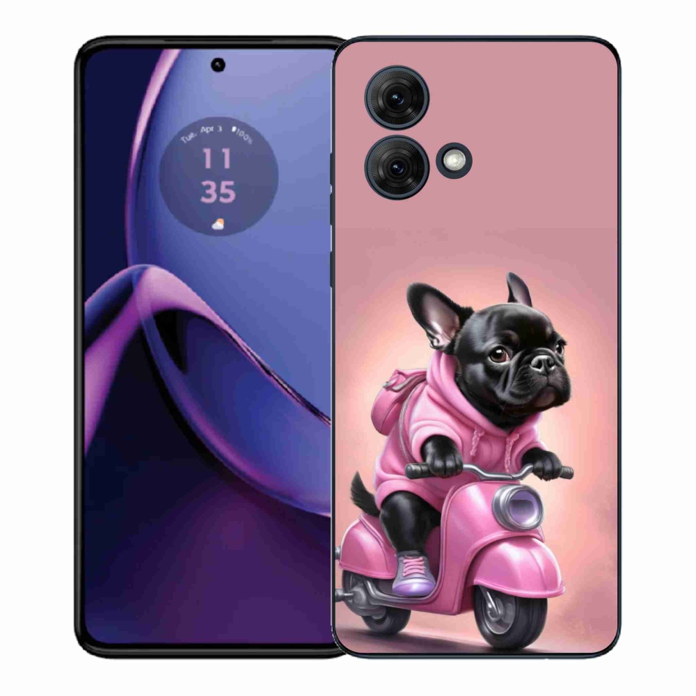 Gelový kryt mmCase na Motorola Moto G84 5G - francouzský buldoček na skútru