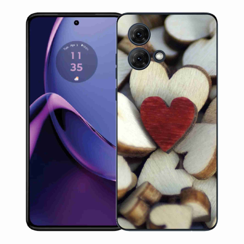 Gelový kryt mmCase na Motorola Moto G84 5G - gravírované červené srdce 