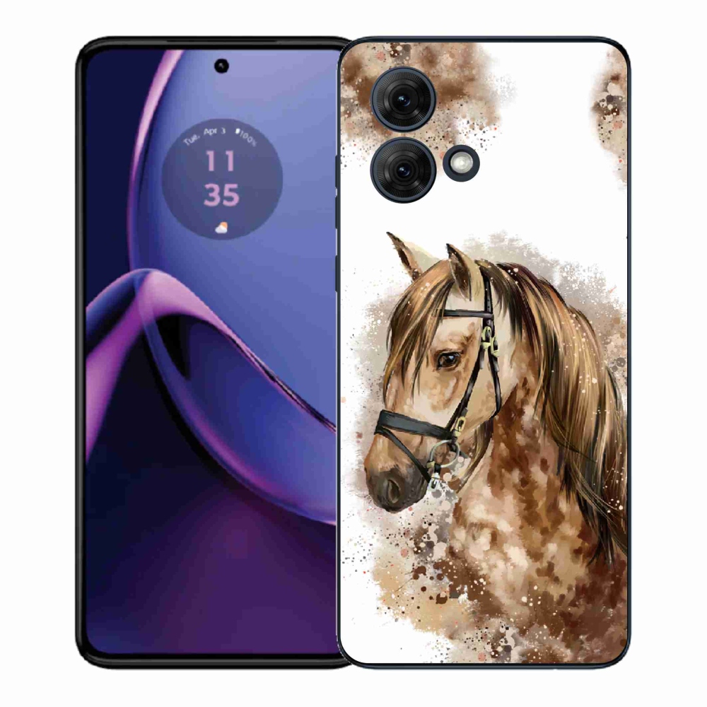Gelový kryt mmCase na Motorola Moto G84 5G - hnědý kreslený kůň