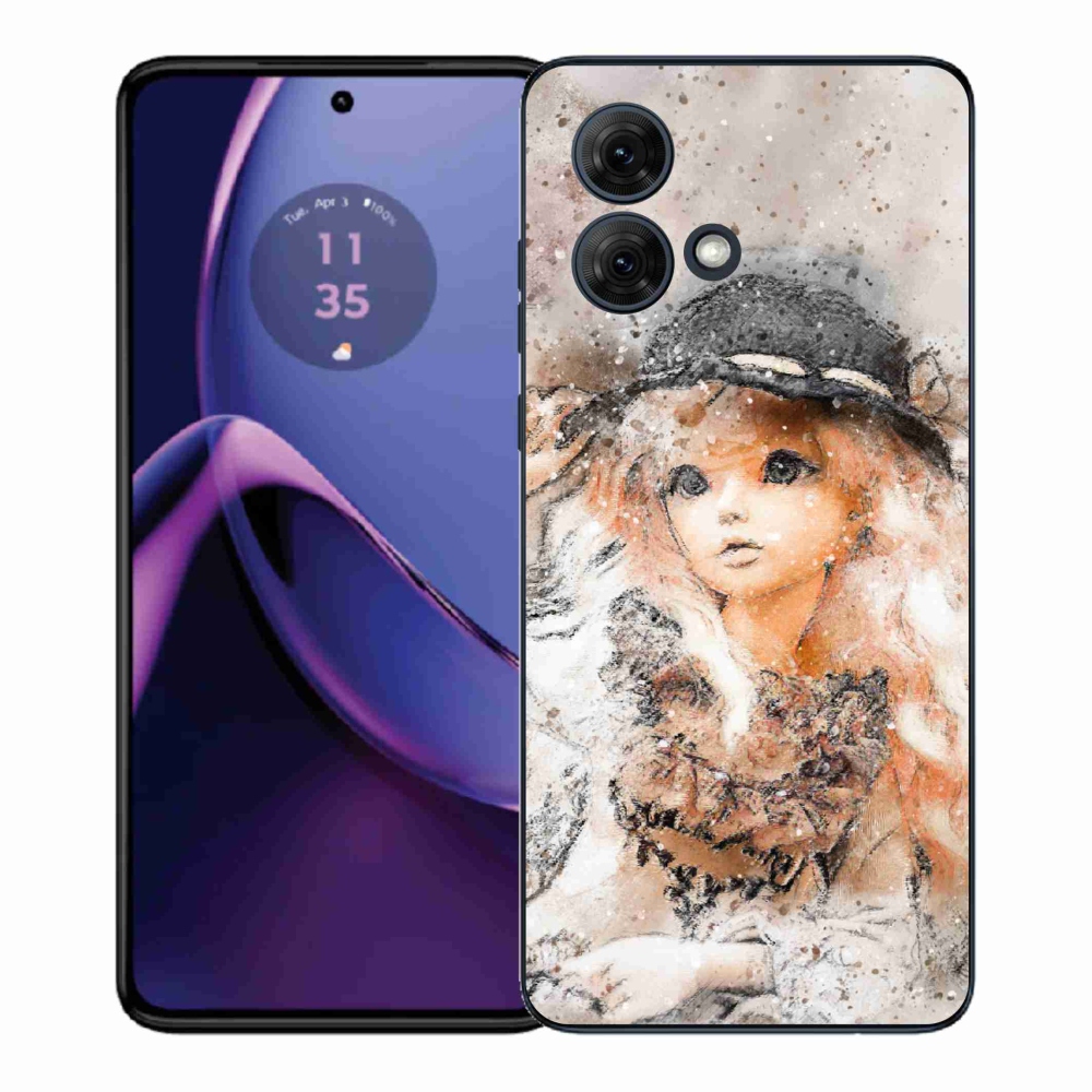 Gelový kryt mmCase na Motorola Moto G84 5G - holčička s kloboukem