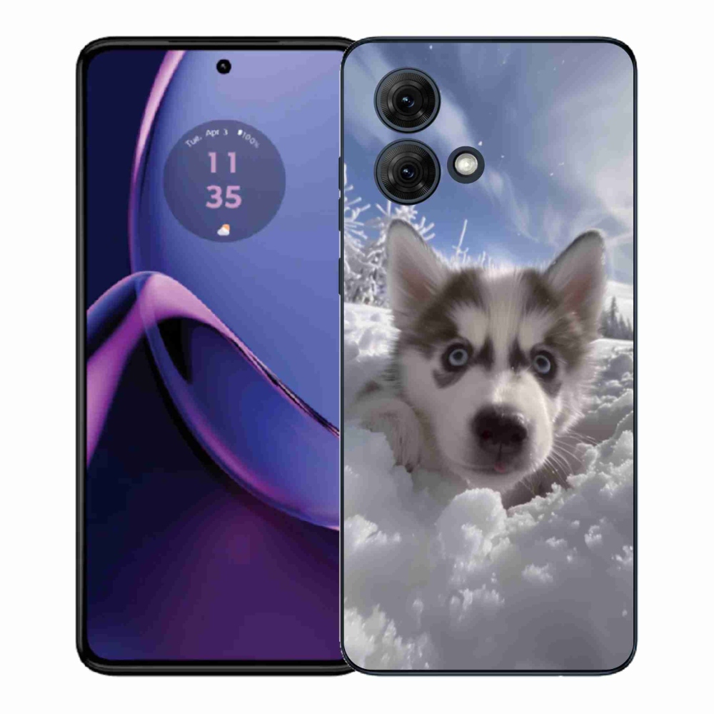 Gelový kryt mmCase na Motorola Moto G84 5G - husky ve sněhu