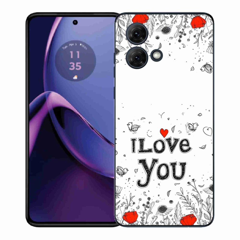 Gelový kryt mmCase na Motorola Moto G84 5G - I love you bílé pozadí