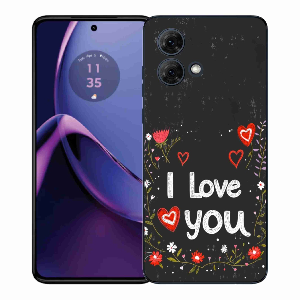 Gelový kryt mmCase na Motorola Moto G84 5G - I love you černé pozadí