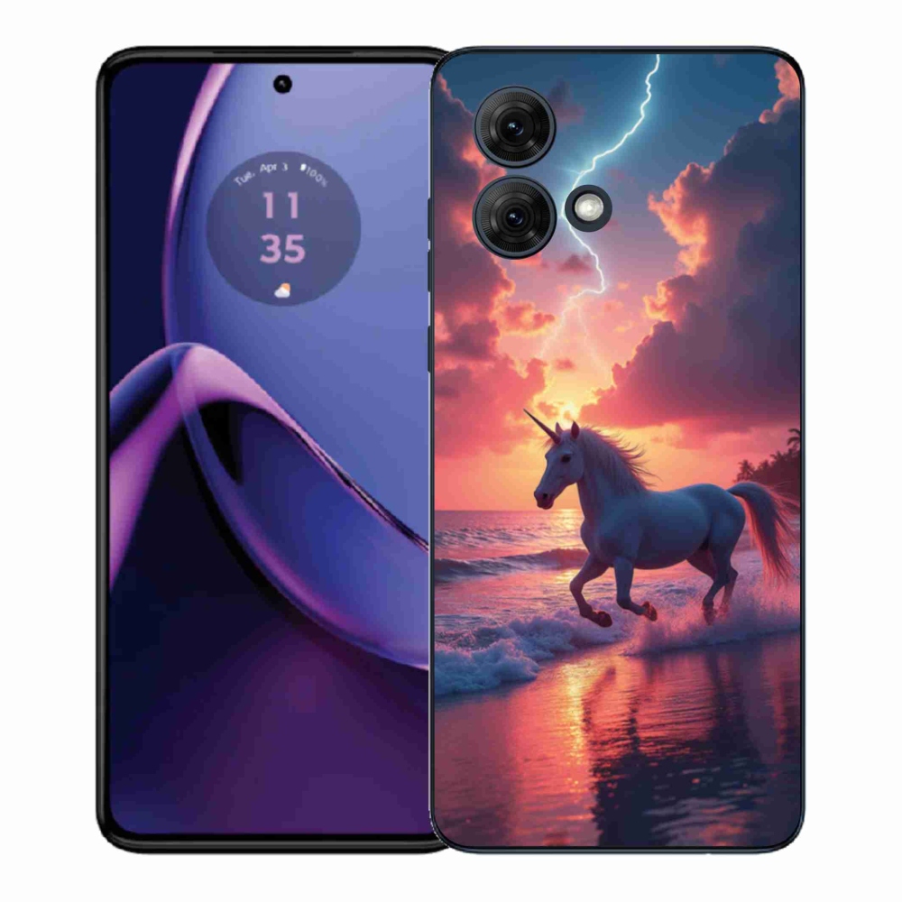 Gelový kryt mmCase na Motorola Moto G84 5G - jednorožec na pláži