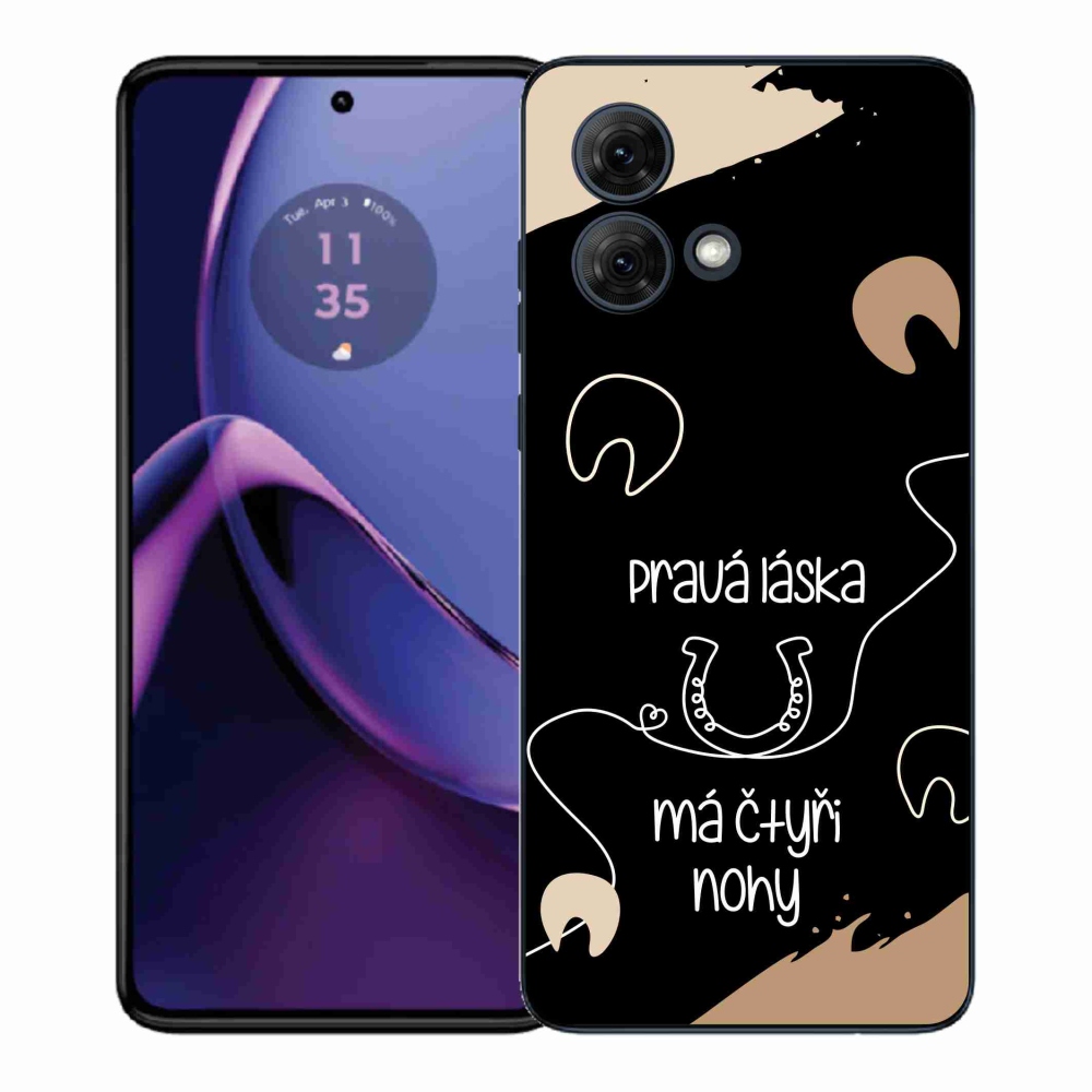 Gelový kryt mmCase na Motorola Moto G84 5G - koňský motiv černé pozadí