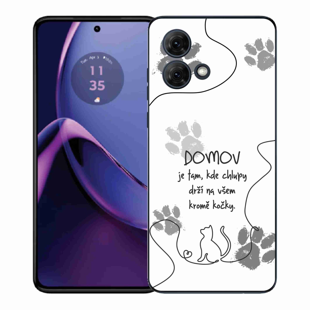 Gelový kryt mmCase na Motorola Moto G84 5G - kočičí motiv bílé pozadí