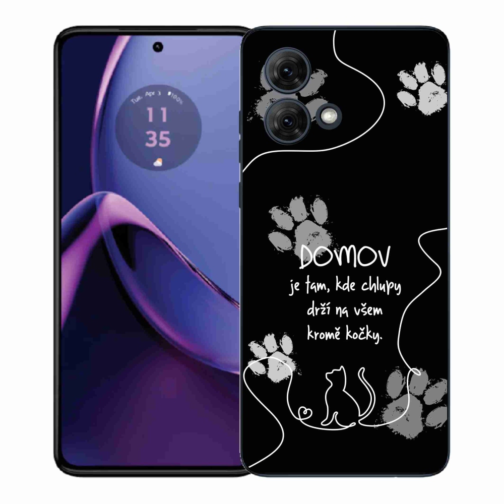 Gelový kryt mmCase na Motorola Moto G84 5G - kočičí motiv černé pozadí