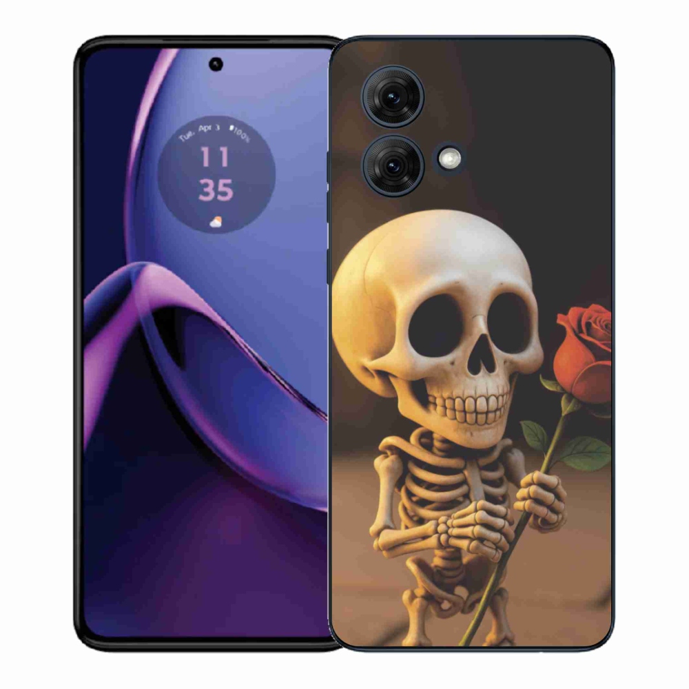 Gelový kryt mmCase na Motorola Moto G84 5G - kostlivec s růží