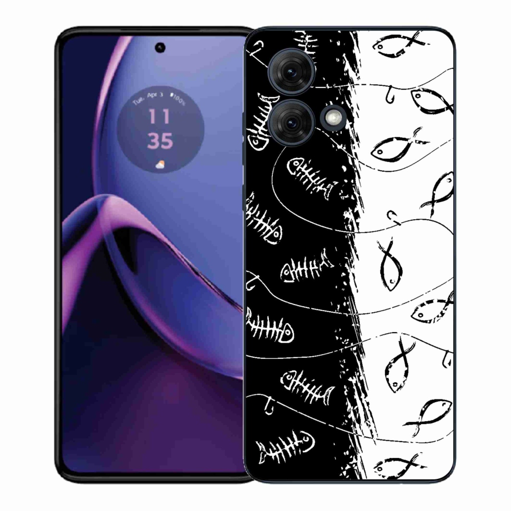 Gelový kryt mmCase na Motorola Moto G84 5G - kostry a rybky
