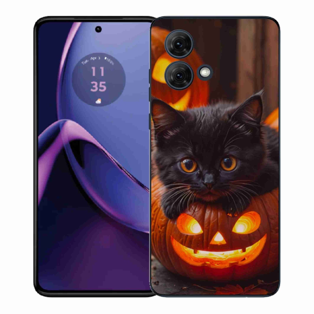 Gelový kryt mmCase na Motorola Moto G84 5G - kotě a dýně