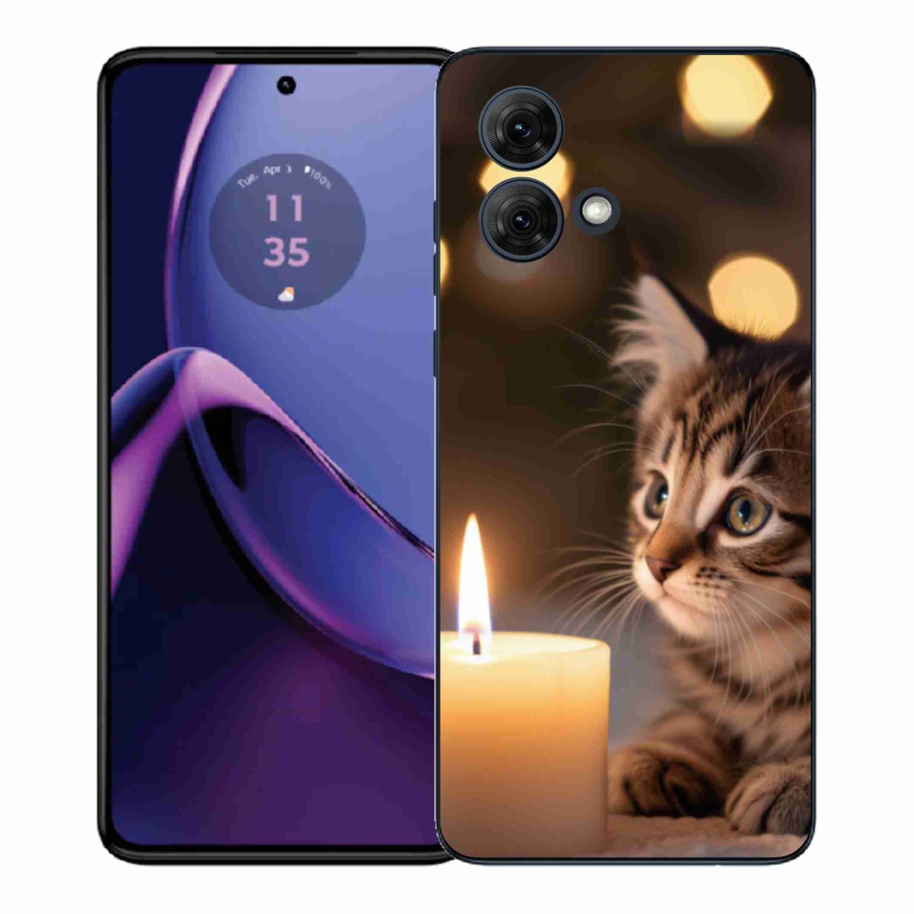 Gelový kryt mmCase na Motorola Moto G84 5G - kotě a svíčka