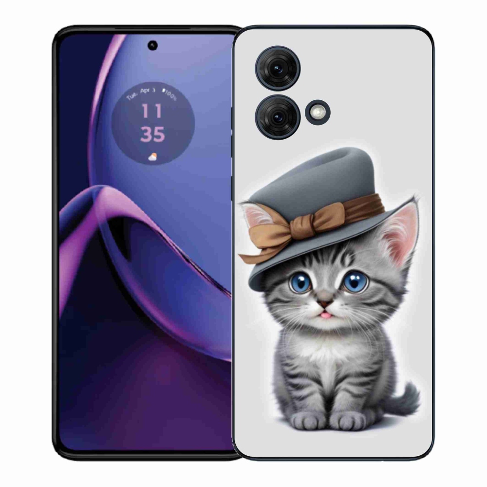 Gelový kryt mmCase na Motorola Moto G84 5G - kotě s kloboukem