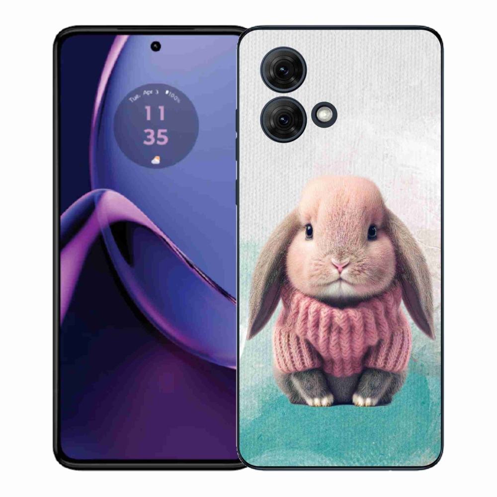 Gelový kryt mmCase na Motorola Moto G84 5G - králíček ve svetru