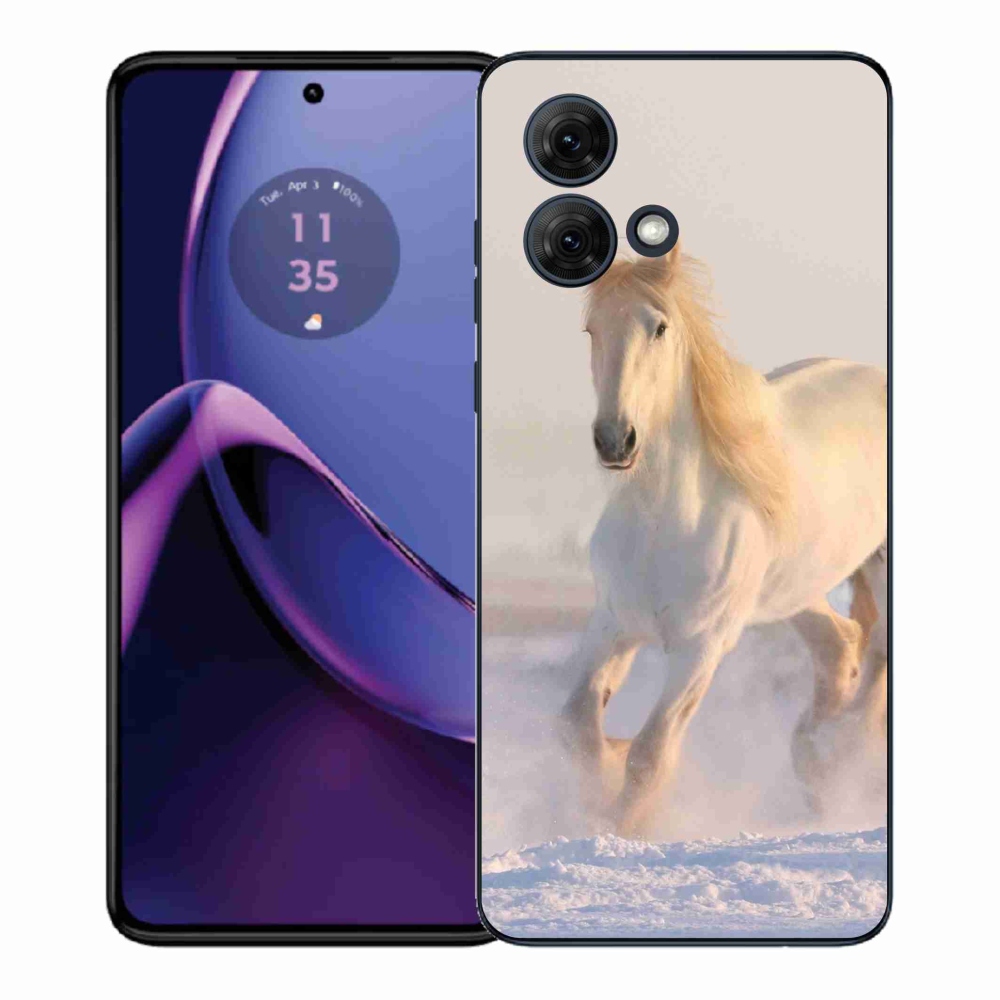 Gelový kryt mmCase na Motorola Moto G84 5G - kůň ve sněhu