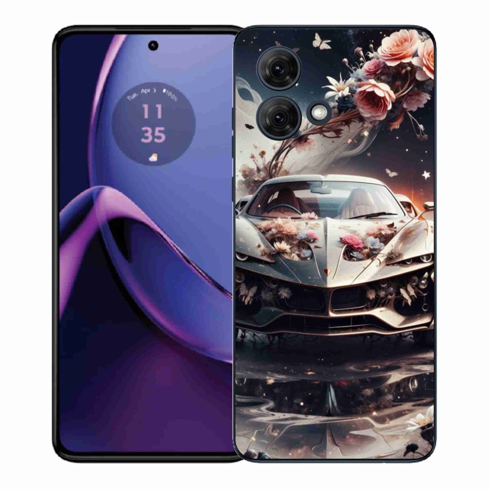 Gelový kryt mmCase na Motorola Moto G84 5G - květinový sportovní vůz
