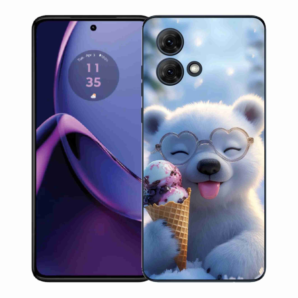Gelový kryt mmCase na Motorola Moto G84 5G - medvídek se zmrzlinou
