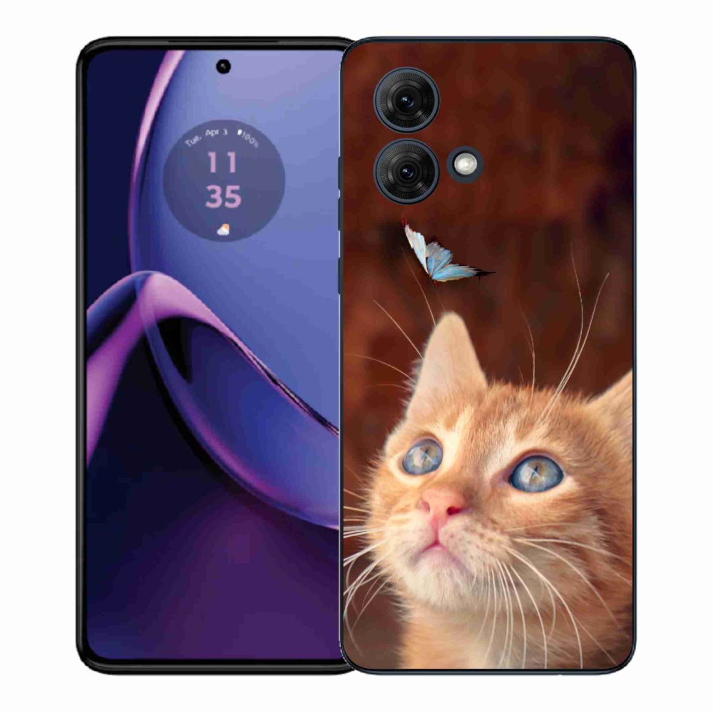 Gelový kryt mmCase na Motorola Moto G84 5G - motýl a kotě