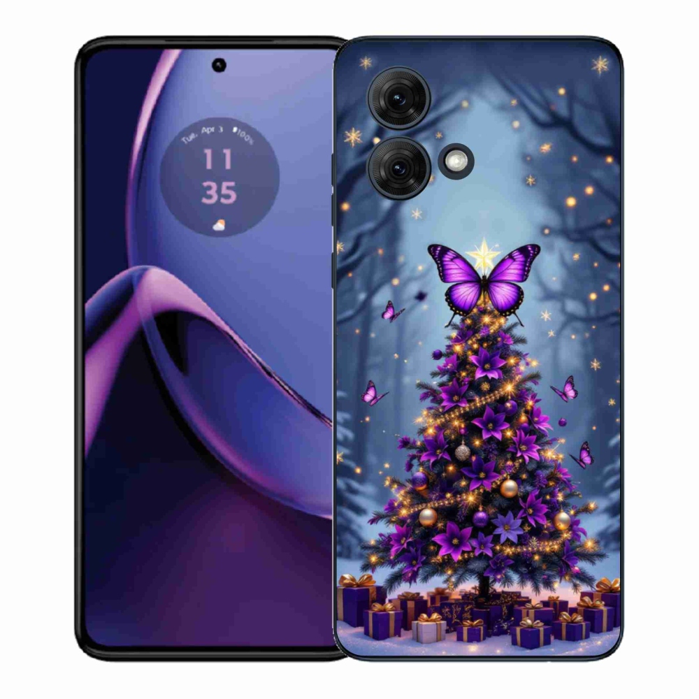 Gelový kryt mmCase na Motorola Moto G84 5G - motýlí vánoční stromek