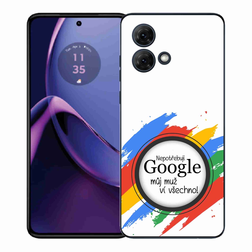 Gelový kryt mmCase na Motorola Moto G84 5G - muž ví všechno bílé pozadí