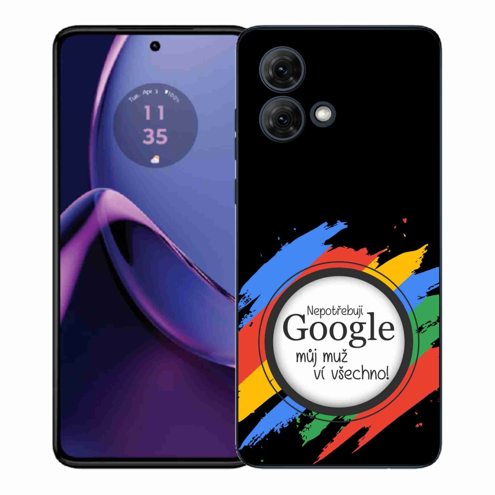 Gelový kryt mmCase na Motorola Moto G84 5G - muž ví všechno černé pozadí