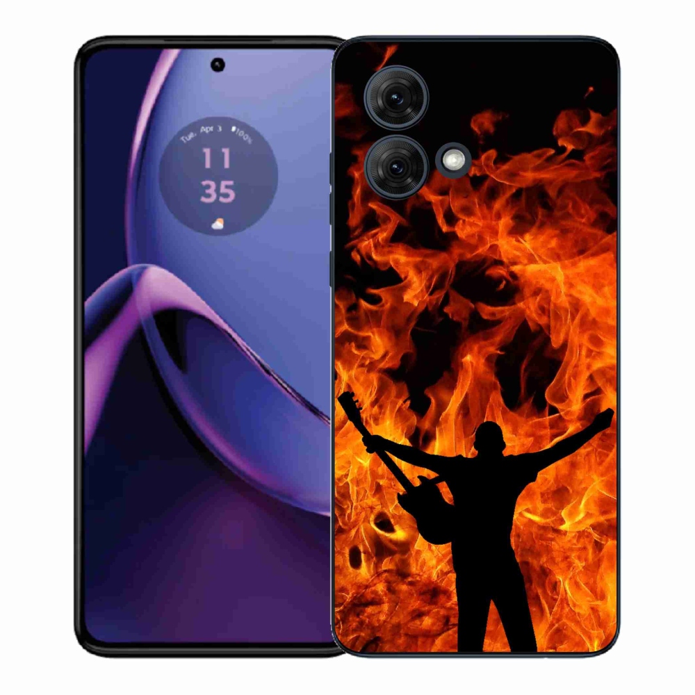 Gelový kryt mmCase na Motorola Moto G84 5G - muzikant a oheň