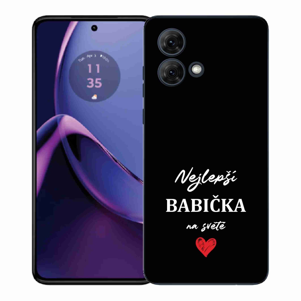 Gelový kryt mmCase na Motorola Moto G84 5G - nejlepší babička 1 černé pozadí