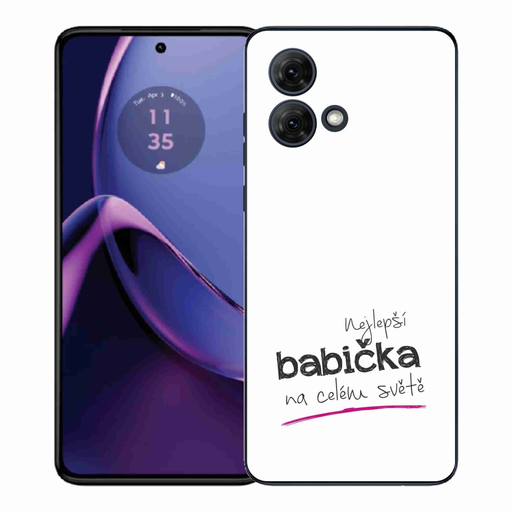 Gelový kryt mmCase na Motorola Moto G84 5G - nejlepší babička 4 bílé pozadí